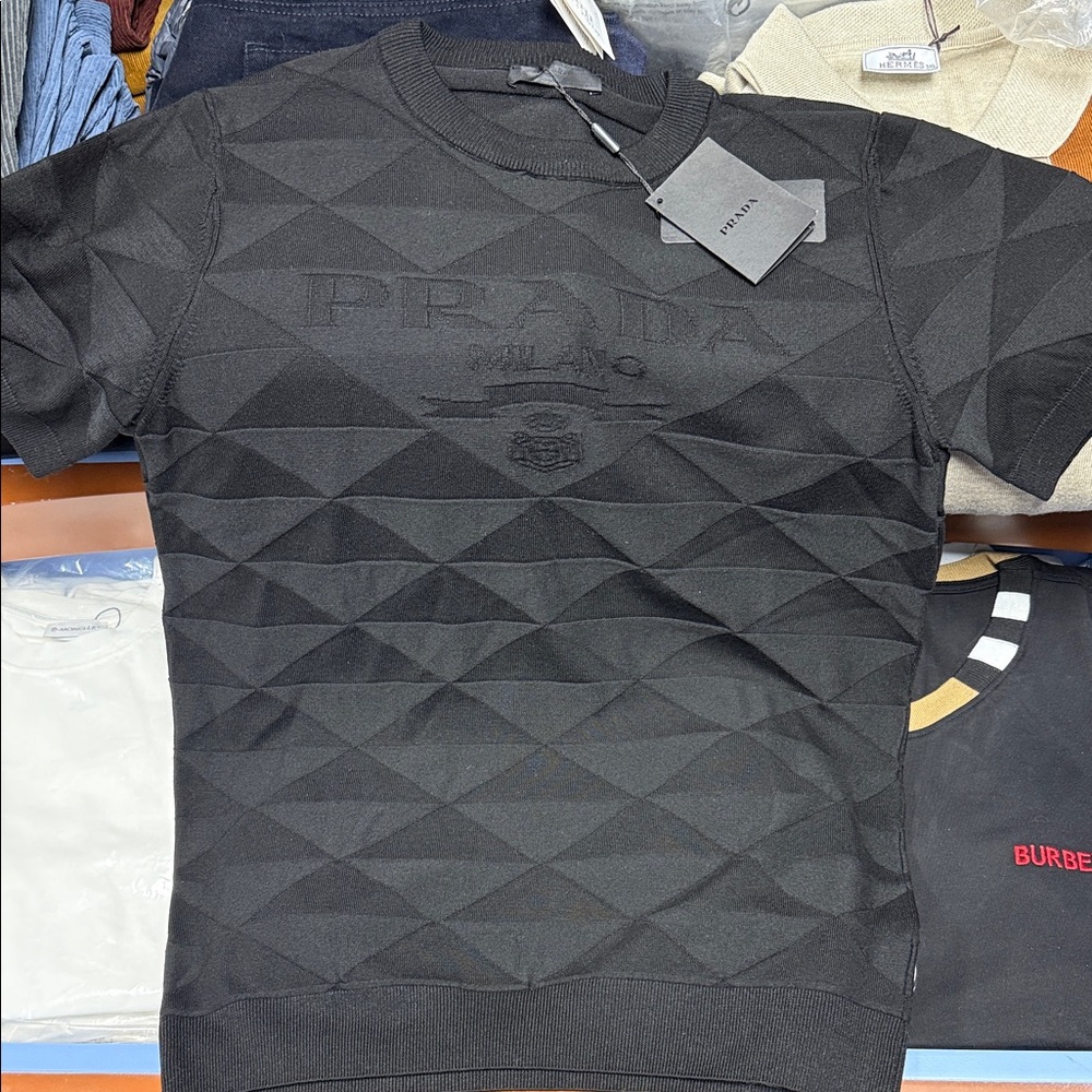 Prada Black Diamond Pattern T-Shirt